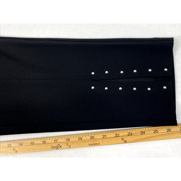 JM Collection Pants Womens Medium Black Metal Stud Accent Slit Front Slacks - Picture 9 of 12